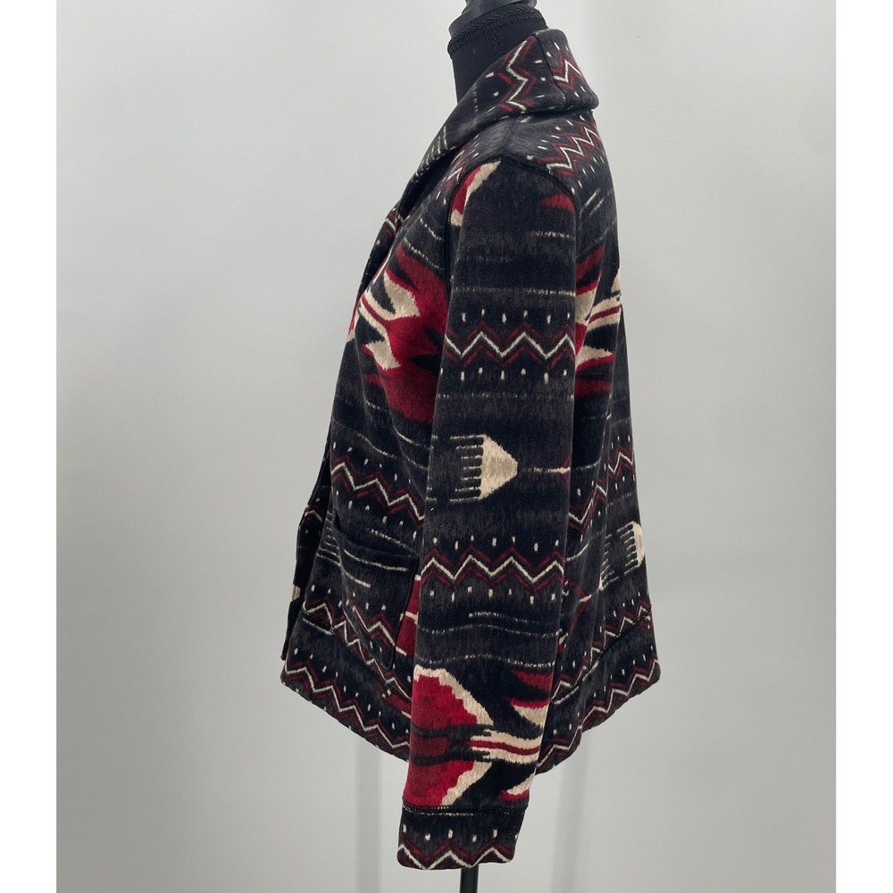 Tribal Print Button-Front Cardigan Sweater - Black & Red - Picture 6 of 15